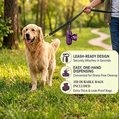 Dog Poop Bags with Dispenser Pet Waste Bags, 10 Rolls (150 Counts Total)