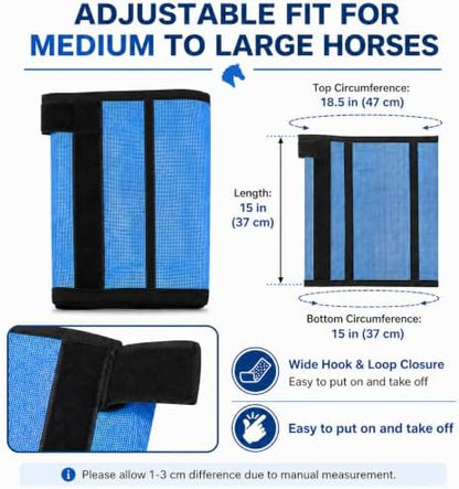 Fly Boots for Horses Set of 4 - Breathable Mesh Equine Leg Protection,Anti-Sag Stay-On Horse Fly Boots,Reduces Stomping & Fatigue,UV-Block, Adjustable Fit for Medium to Large Horses