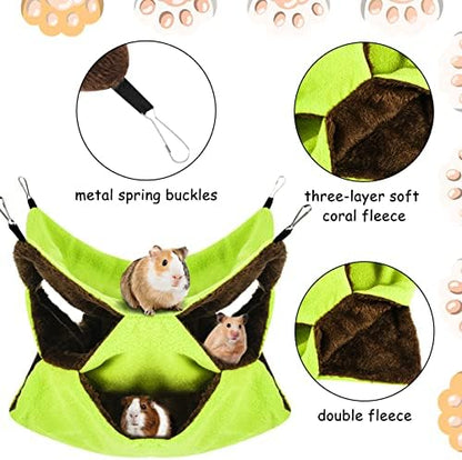 3 Tier Ferret Rat Hammock, Guinea Pig Cage Accessories, Green