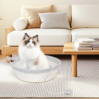Cat Bed, Cotton Rope Instinct Basket for Cats, Handwoven Cat Beds