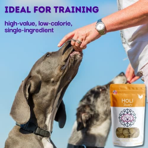 HOLI Freeze Dried Chicken Breast Dog Treats. Single Ingredient Freeze Dried Chicken Treats for Dogs. Healthy All Natural Dog Snack Made from 100% Breast Meat. High Value Training Treat. 1.75 oz