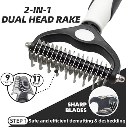 Dog Brush for Shedding, 7 PCS Dog Grooming Brush Kit, Undercoat Rake, Slicker Brush, Deshedding Comb, Bath Brush, Nail Clipper for Long & Short Haired Dogs & Cats, Black