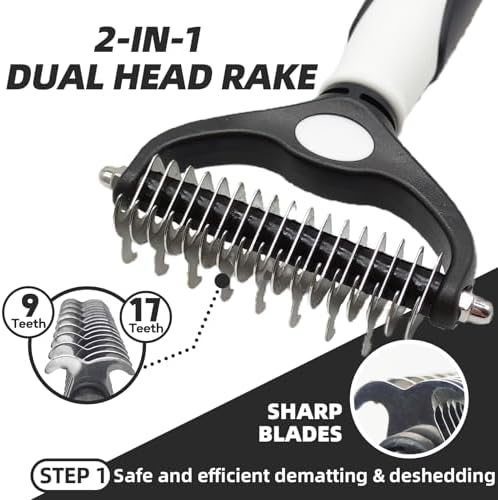 Dog Brush for Shedding, 7 PCS Dog Grooming Brush Kit, Undercoat Rake, Slicker Brush, Deshedding Comb, Bath Brush, Nail Clipper for Long & Short Haired Dogs & Cats, Black