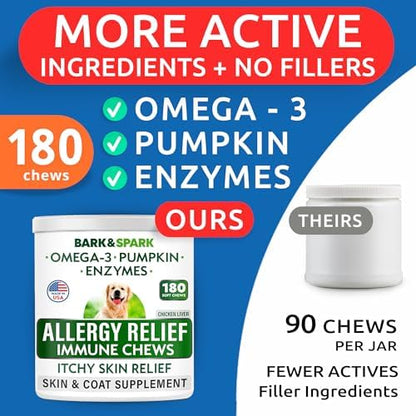 Dog Allergy Relief Chews - Skin Health & Anti-Itch Supplement with Omega-3