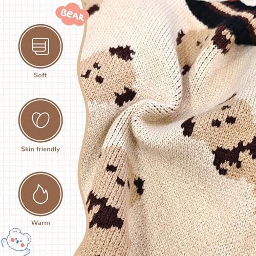 ABRRLO Small Dog Sweaters Cute Bear Dog Cardigans Clothes for Small Medium Dogs Boy Girl Puppy Cat Knitting Cardigan Outfits Dogs Autumn Coats Warm Pet Doggy Clothes Soft Knitwear Apparel