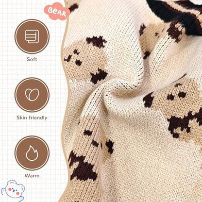 ABRRLO Small Dog Sweaters Cute Bear Dog Cardigans Clothes for Small Medium Dogs Boy Girl Puppy Cat Knitting Cardigan Outfits Dogs Autumn Coats Warm Pet Doggy Clothes Soft Knitwear Apparel