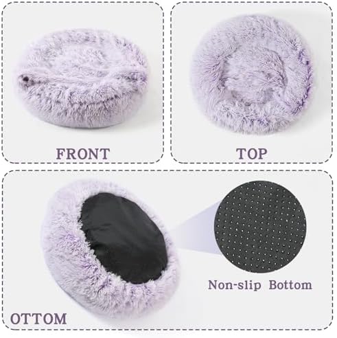 NOYAL Calming Donut Dog Bed, Hooded Cave with Blanket