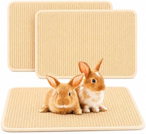 FHTONGE 2 Pcs Large Sisal Rabbit Scratching Mats for Cage Bedding
