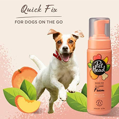 Pet Head Quick Fix Dog Grooming Foam | Peach Scent | 6.7 fl. oz.