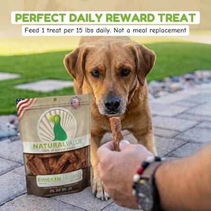 Loving Pets Natural Value Chicken Sausages - Soft Jerky Dog Treats for Large & Small Breeds - Healthy Gluten, Wheat, Soy & Grain Free Pet Treats for Dogs