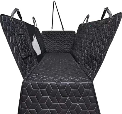 Meginc Dog Car Seat Cover for Back Seat, 54" Waterproof Dog Car Hammock with Mesh Window and Side Flaps, 600D Oxford Fabric Pet Seat Protector for Cars, SUVs & Mid-Size Trucks, Black