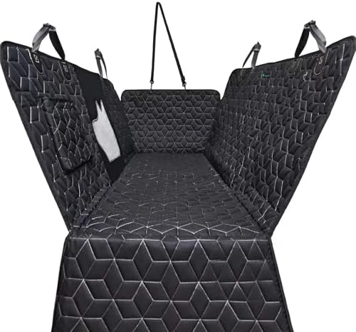 Meginc Dog Car Seat Cover for Back Seat, 54" Waterproof Dog Car Hammock with Mesh Window and Side Flaps, 600D Oxford Fabric Pet Seat Protector for Cars, SUVs & Mid-Size Trucks, Black