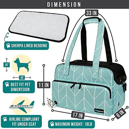 PetAmi Small Dog Purse Carrier, Airline Approved Soft Sided Tote, Teal