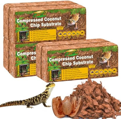 ZeeDix Coconut Husk Chip Substrate for Reptiles, 6 Pack Coconut Husk Mulch