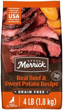 Merrick Grain Free Natural Beef Sweet Potoato Dry Adult Dog Food 4lb Bag