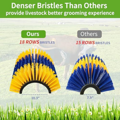 Livestock Scratch Brush, 4Pcs Cattle Scratcher Brush for Grooming, Upgraded Extra Large Horse Brush, Relieve Itching on the Back, Goat Scratcher for Horse, Cow, Pig, Sheep (XL Size Yellow)