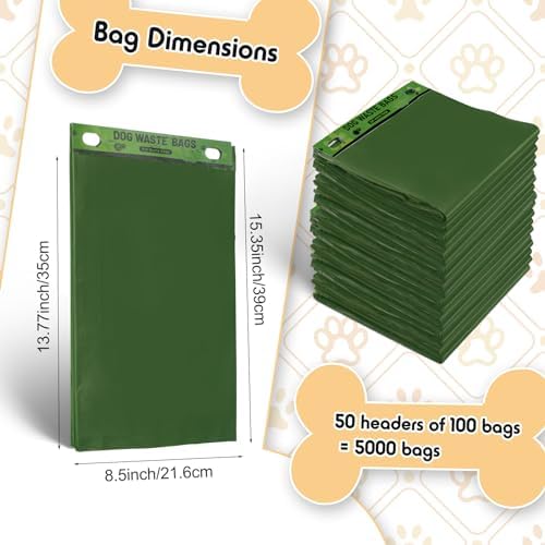 Ireer 5000 Pcs 5000 Pcs Dog Header Bags, Compatible with Stations, Green