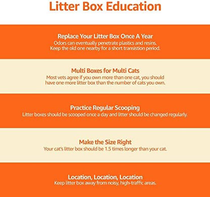 Amazon Basics No-Mess Hooded Enclosed Cat Litter Box with Odor Control and Swinging Door, Large, 24" x 18" x 17", Multicolor