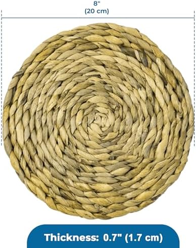 SunGrow Round Rabbit Grass Mat, Chew Toy for Guinea Pigs and Hamsters, Enclosure Bedding for Small Animals, Gnawing and Relaxation Hideout Spot, 8" x 0.7", 1 Pc    