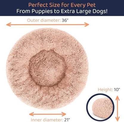 Calming Donut Dog Bed for Small Dogs, Round Dog Bed for Medium & Large Dogs