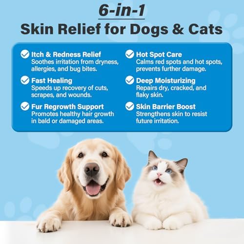 Dog Skin Repair Roll-On Serum – Natural Hot Spot & Red Spot Relief with Coconut Oil – Soothes Itchy, Dry & Irritated Skin, Supports Fur Regrowth – Lick-Safe, No-Rinse Pet Skin Care for Dogs & Cats