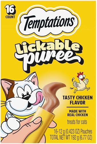 Temptations Creamy Puree Lickable Cat Treats, Chicken, 16 Count