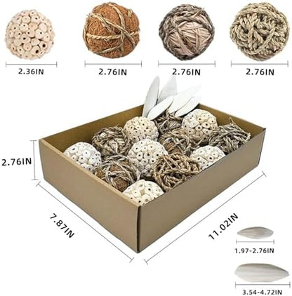 18PCS Bird Toys Sola Balls Natural Chew Grass Parrot Toys