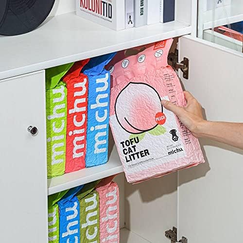 Michu Tofu Cat Litter Natural Clumping Tofu Cat Litter 5.5lb/88oz 5 Scents (Watermelon + Mixed, 2 Pack)