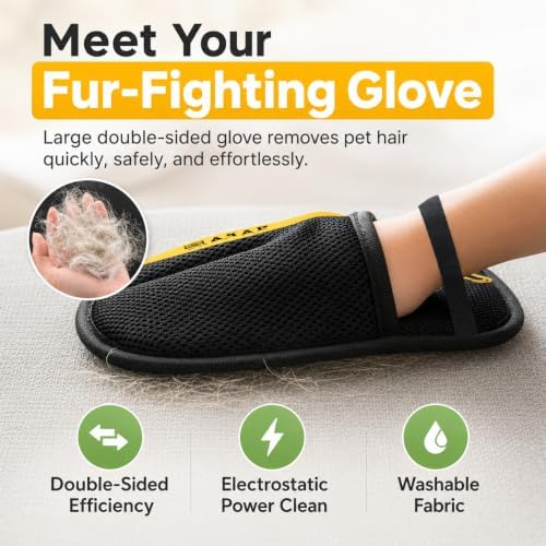ZARAD Pet Hair Removal Glove for Dogs & Cats – Electrostatic Reusable Dog & Cat Hair Remover Glove Fur Remover for Furniture (1)