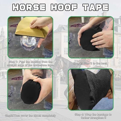 15 Pack Horse Hoof Tape with 3 Rolls of Vet Wrap, Breathable Magic Cushion Hoof Packing, Cotton Strong Sticky Horse Hoof Wraps Additional Protection for Hoof Hoove Wound Management