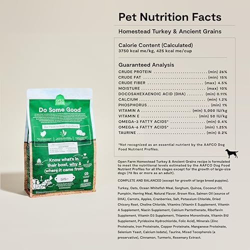 Open Farm Ancient Grains Dry Dog Food, Homestead Turkey Kibble, 11lb Bag