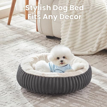 23 inches Calming Donut Dog Bed for Small Dogs,Charcoal