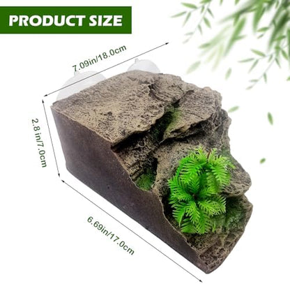kathson Turtle Basking Platform with Suction Cup,Turtle Ramp Climbing Basking Platform Artificial Plants Decor Resting Basking Terrace Aquarium Ornament Rock for Frogs Lizards Bearded Dragon
