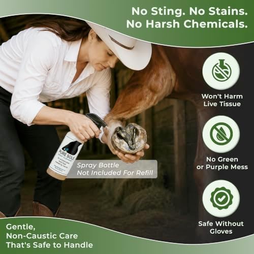 Pure Sole Hoof Cleanse Refill |Horse Hoof Cleaner |All Natural Thrush Treatment for Horses, Use for White Line, Abscess Treatment, Cracks, and Hoof Wall Separation - 32 oz Refill