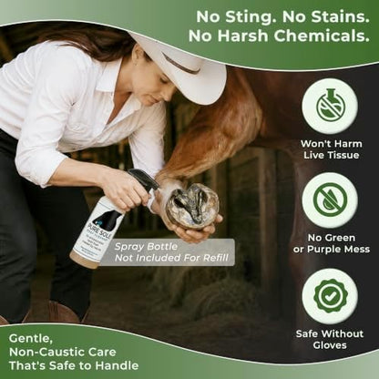 Pure Sole Hoof Cleanse Refill |Horse Hoof Cleaner |All Natural Thrush Treatment for Horses, Use for White Line, Abscess Treatment, Cracks, and Hoof Wall Separation - 32 oz Refill