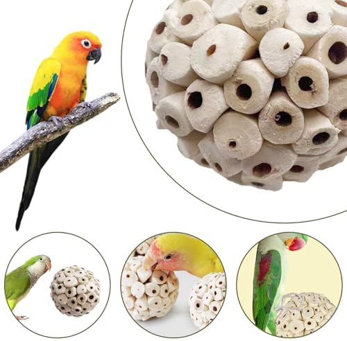 LWINGFLYER 6 Pieces Sola Atta Ball Parrot Biting Toy Bird Chew Accessories Natural Sola Plant Material for Birds, Rabbits, Hamsters and Small Pets.