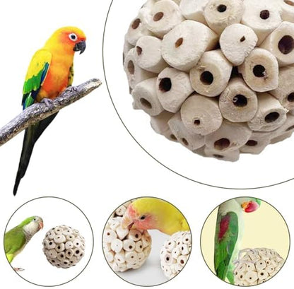 LWINGFLYER 6 Pieces Sola Atta Ball Parrot Biting Toy Bird Chew Accessories Natural Sola Plant Material for Birds, Rabbits, Hamsters and Small Pets.