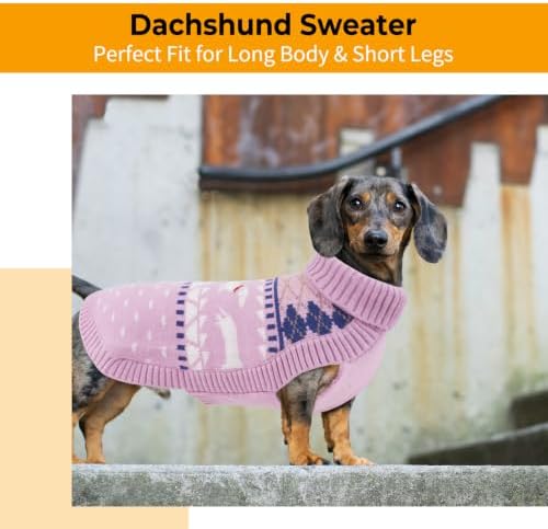 Lelepet Dachshund Sweater Turtleneck Dog Sweaters for Small Dogs (XS-XL)