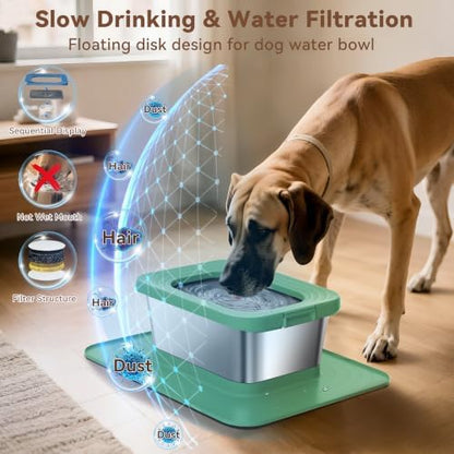 10L No Spill Dog Water Bowl Stainless Steel for Messy Drinkers