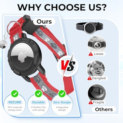 Breakaway AirTag Cat Collar, Reflective Cat Tracker Collar with Bell