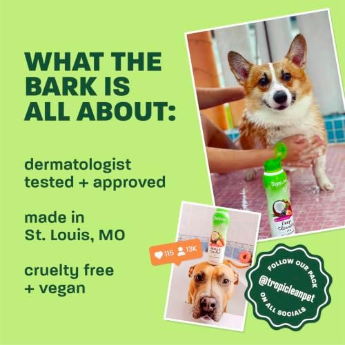 TropiClean Mango & Kiwi Dog Shampoo, 3X Longer Lasting Scent, 20oz