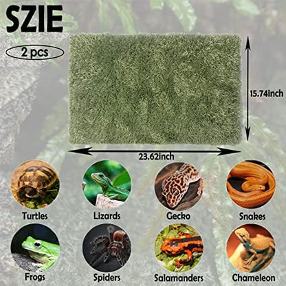 kathson 2 PCS Reptile Carpet Mat Terrarium Bedding Substrate Liner Mat Imitation Rainforest Crawler Mats for Snakes Bearded Dragon Gecko Chameleon Turtles Iguana（23.62 X 15.74 in）