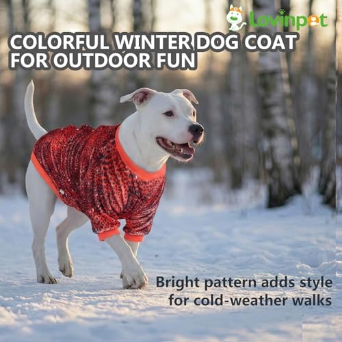 LovinPet Flannel Dog Coat, Winter Dog Coat, Pink Dot Leopard, XL