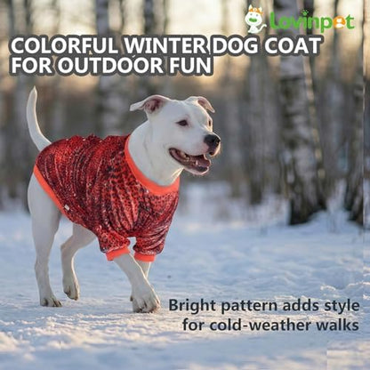 LovinPet Flannel Dog Coat, Winter Dog Coat, Pink Dot Leopard, XL