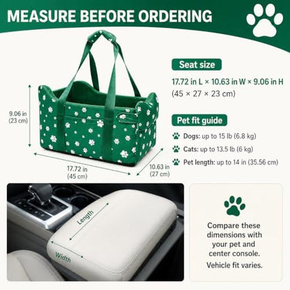 Small Dog Car Seat for Center Console, Wilderness Green