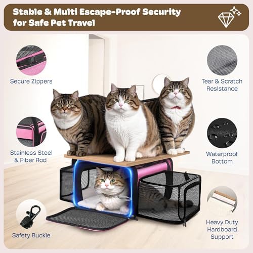 Top and 2 Sides Expandable Cat Carrier 18x13.5x9.5 TSA Airline Approved