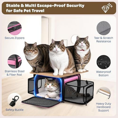 Top and 2 Sides Expandable Cat Carrier 18x13.5x9.5 TSA Airline Approved