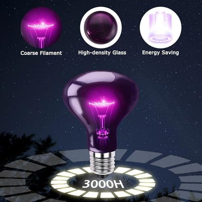 75W Reptile Night Light Bulb, UVA Heat Lamp, Purple Basking Lamp