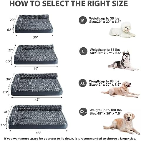 BFPETHOME Orthopedic Washable Dog Bed, Sleeping Couch for Large Senior Dogs