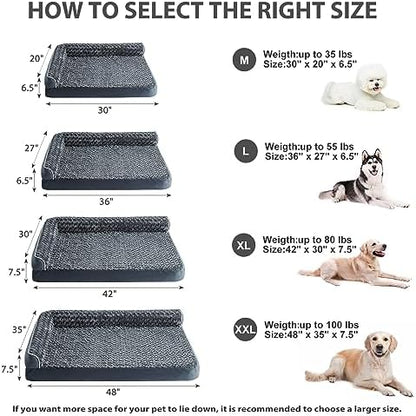 BFPETHOME Orthopedic Washable Dog Bed, Sleeping Couch for Large Senior Dogs
